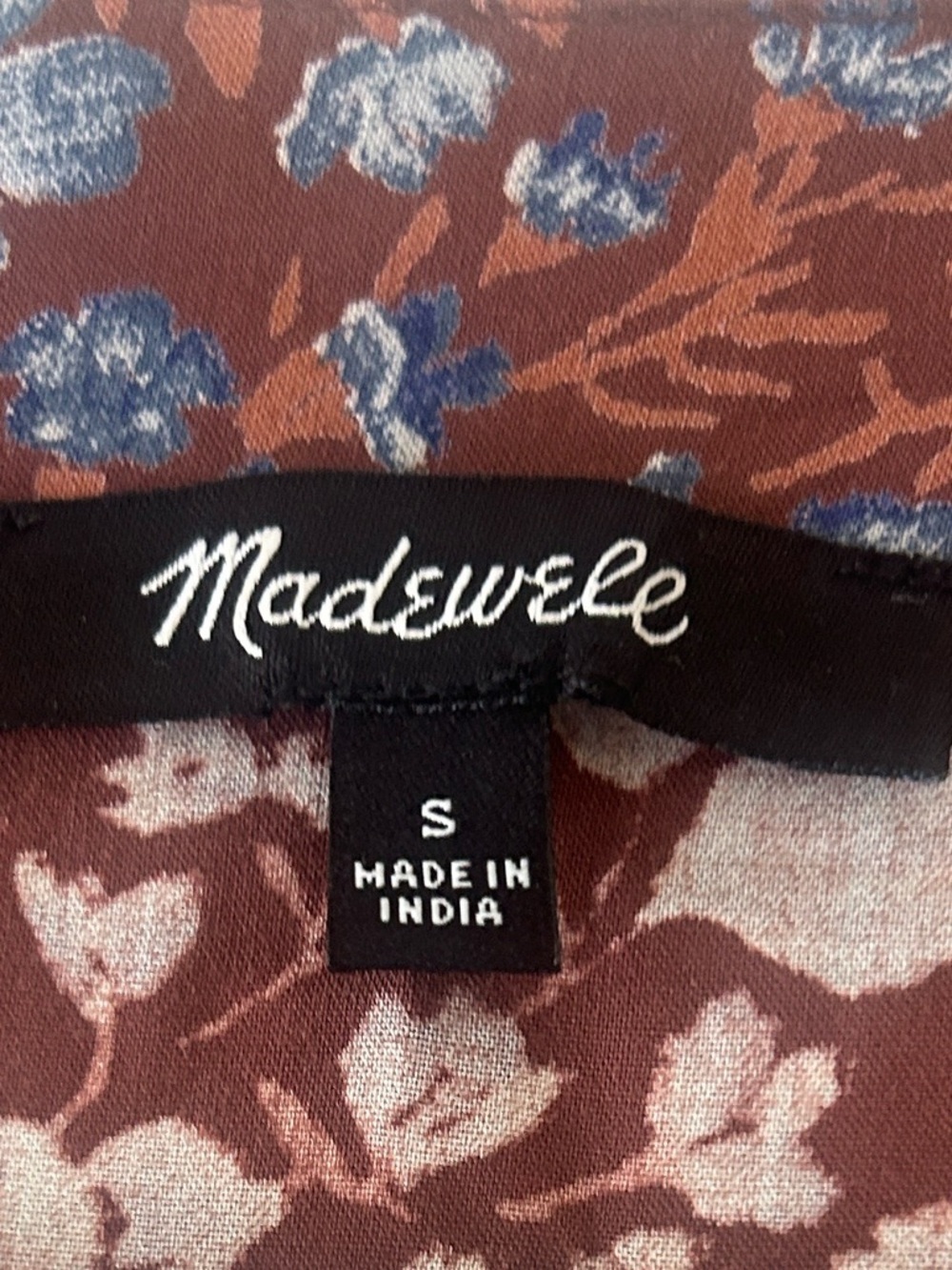 Madewell Brown Floral V-Neck Tiered Maxi Dress with Blue Accents - Picture 5 of 12